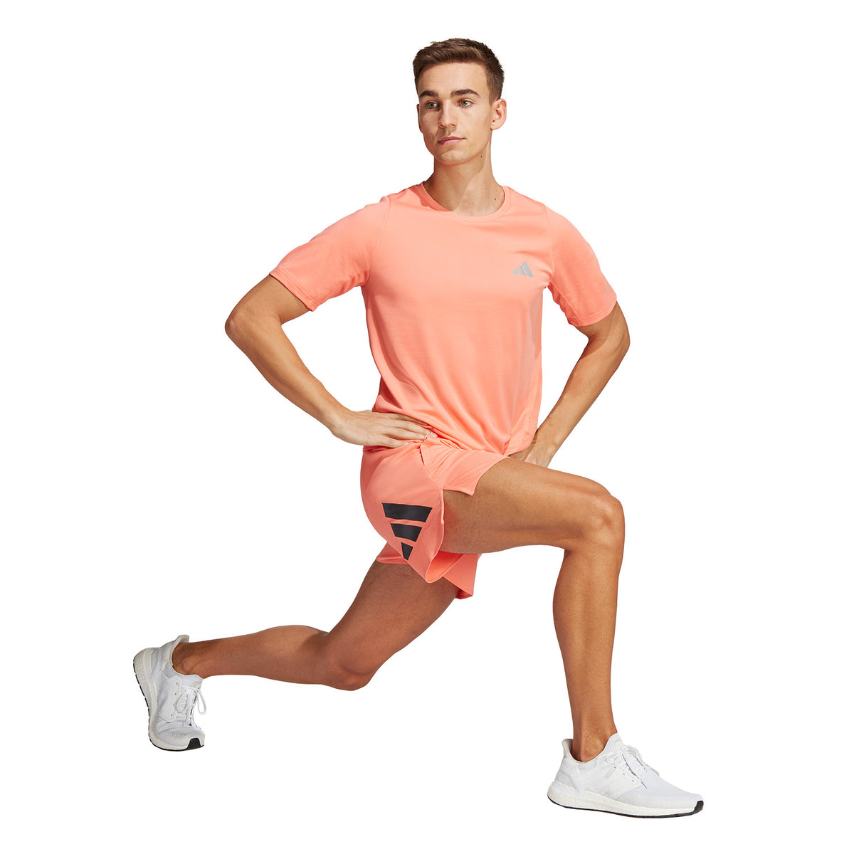 adidas Run Icons 3 Bar 5in Pantaloncini Coral Fusion
