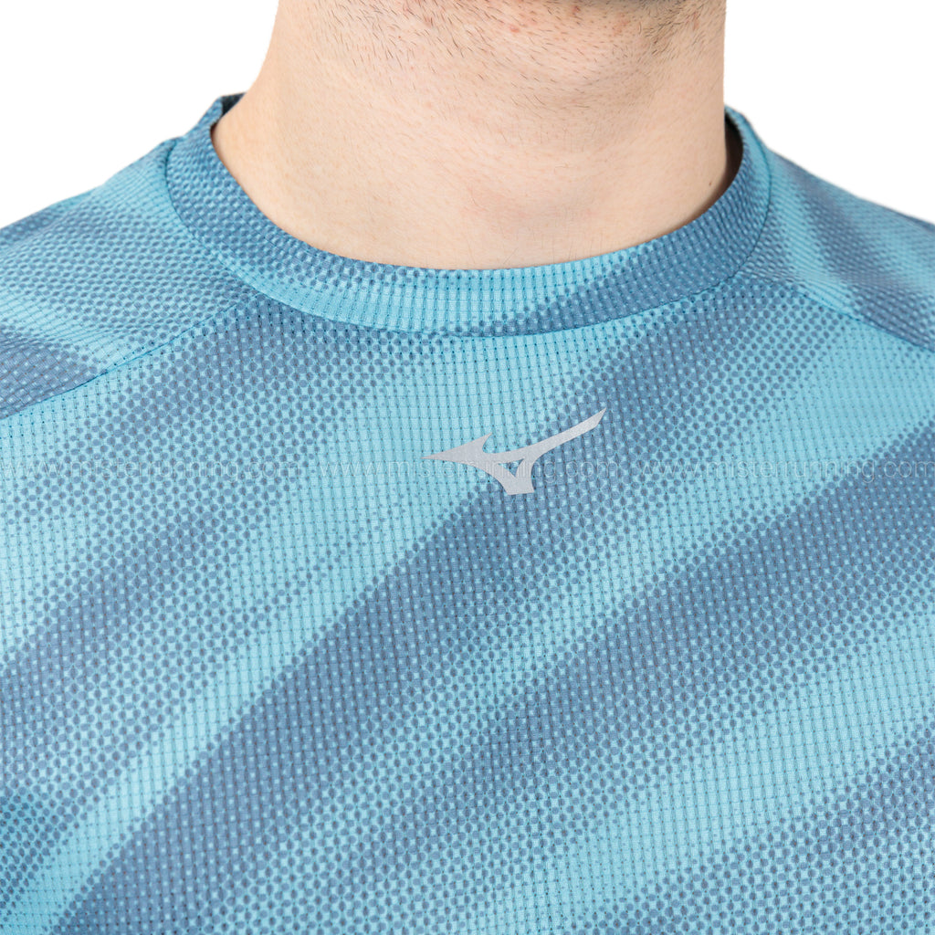 Mizuno Dryaeroflow Graphic Print Maglietta Blue Ashes
