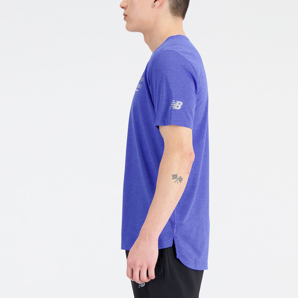 New Balance Graphic Impact Maglietta Marine Blue Heather
