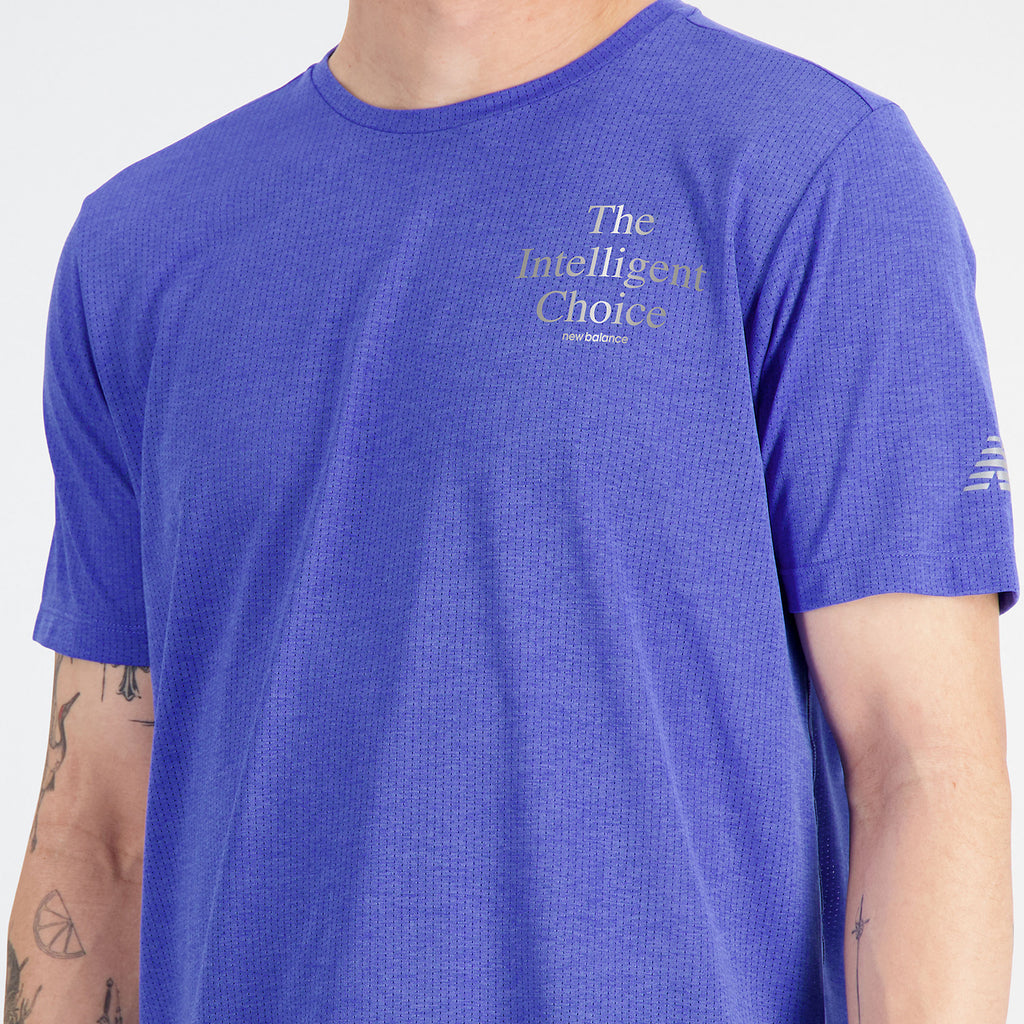 New Balance Graphic Impact Maglietta Marine Blue Heather