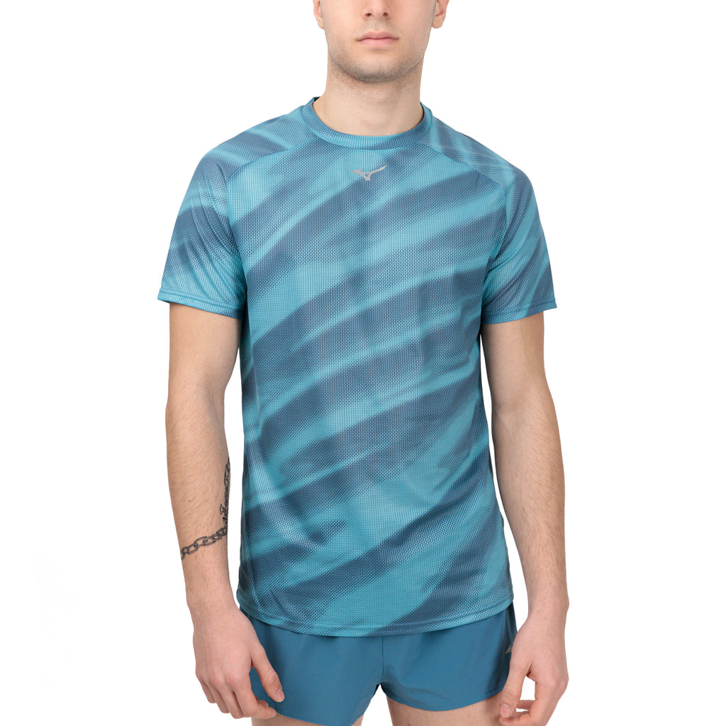 Mizuno Dryaeroflow Graphic Print Maglietta Blue Ashes