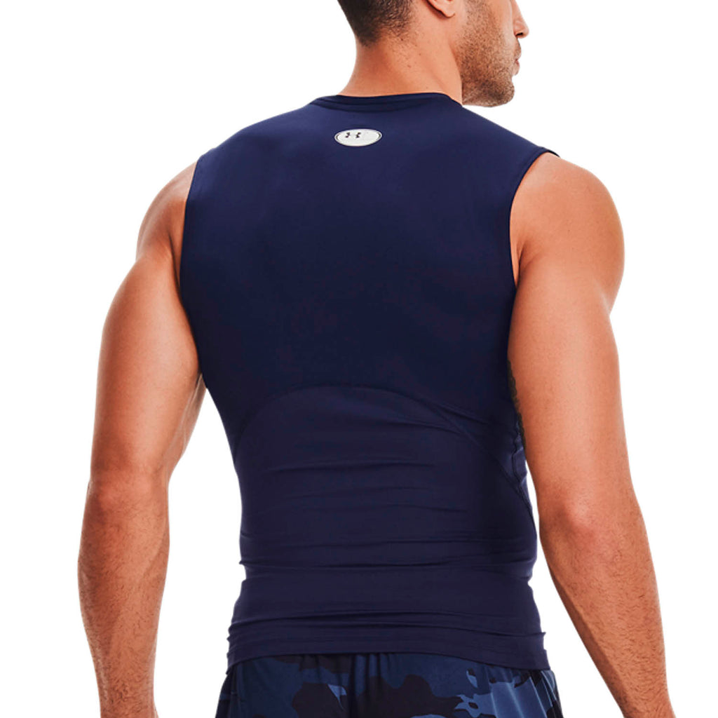 Under Armour HeatGear Compression Canotta Midnight Navy/White
