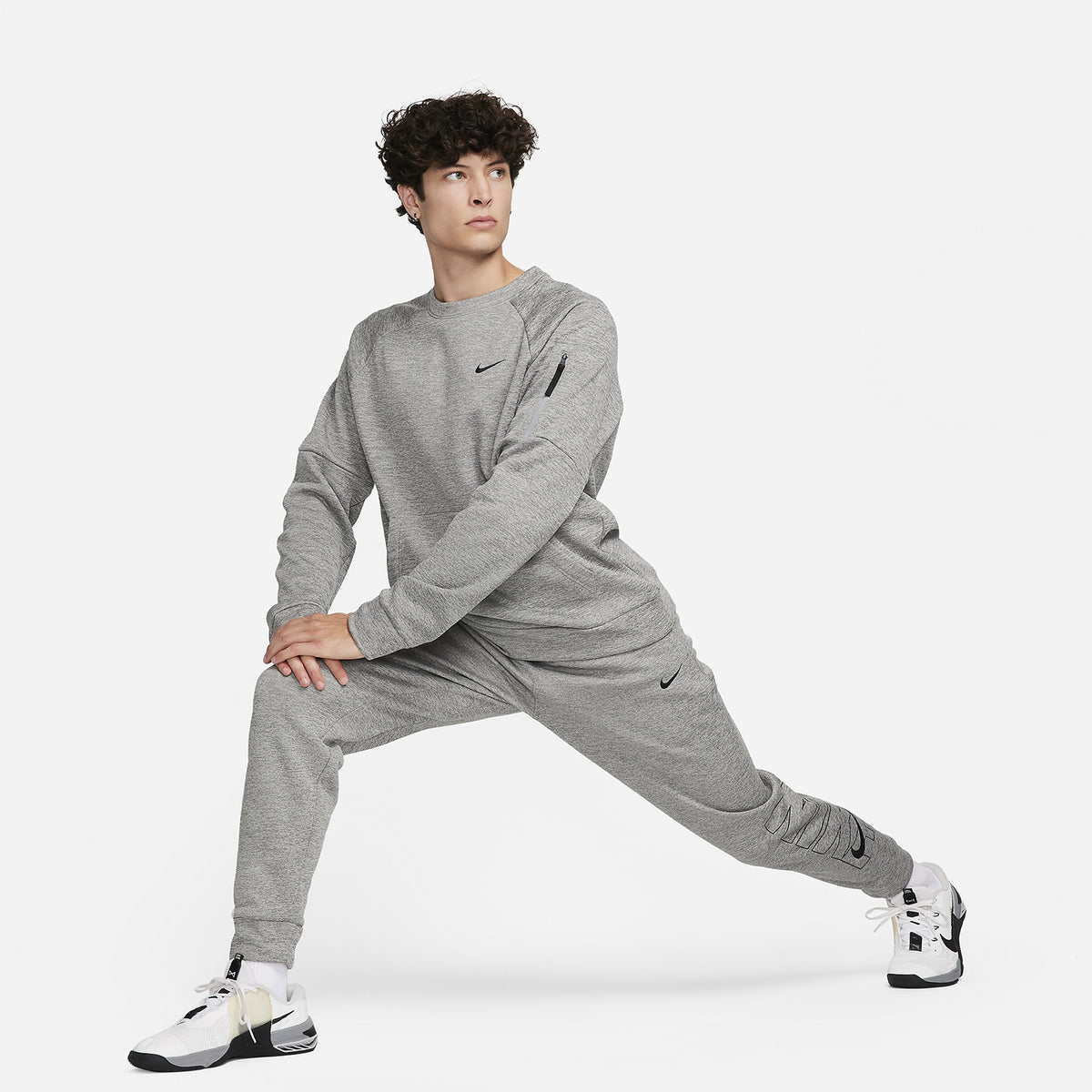 Nike Therma-FIT Crew Maglia Dark Grey Heather/Heather/Black