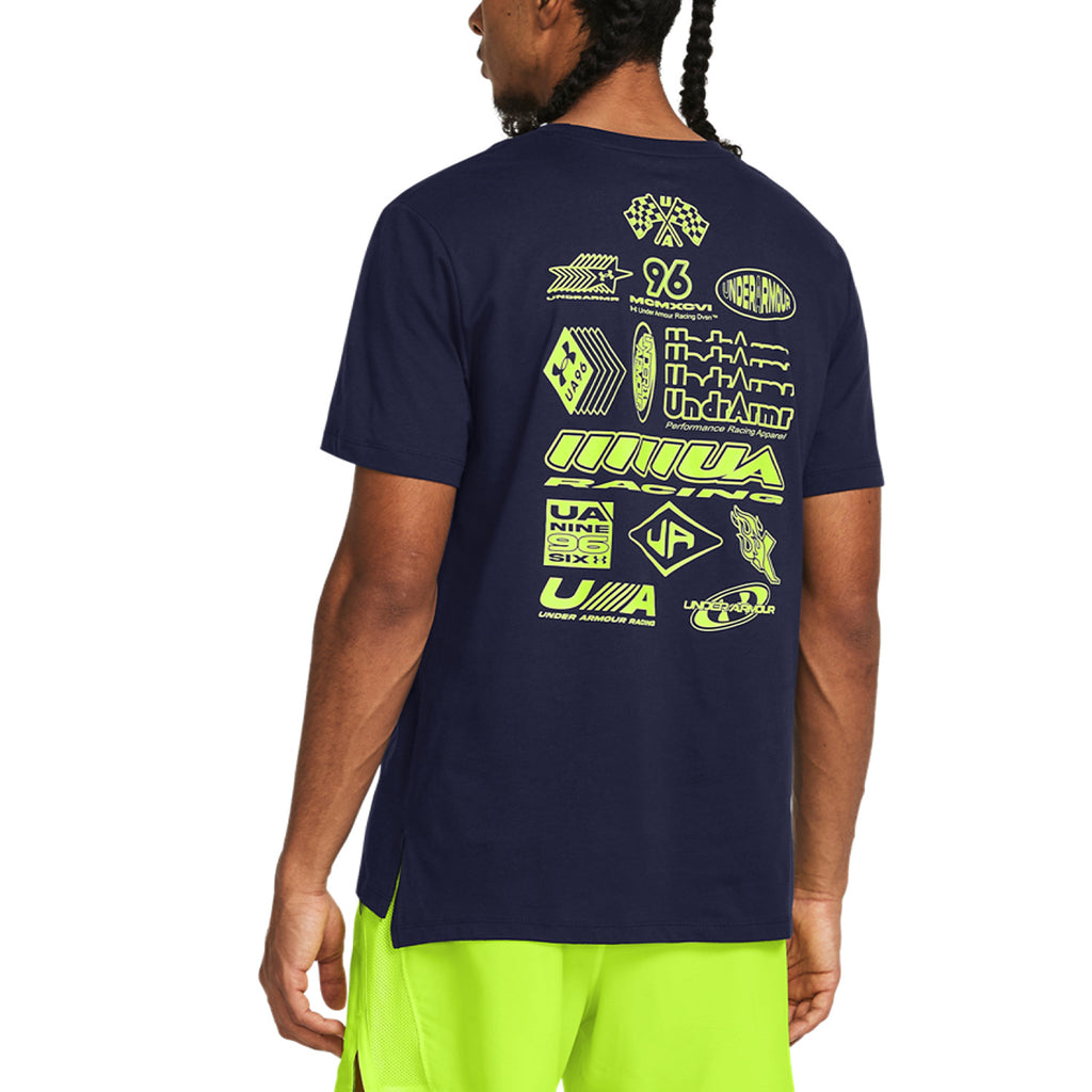 Under Armour Run Everywhere Wreath Maglietta Midnight Navy/High Vis Yellow