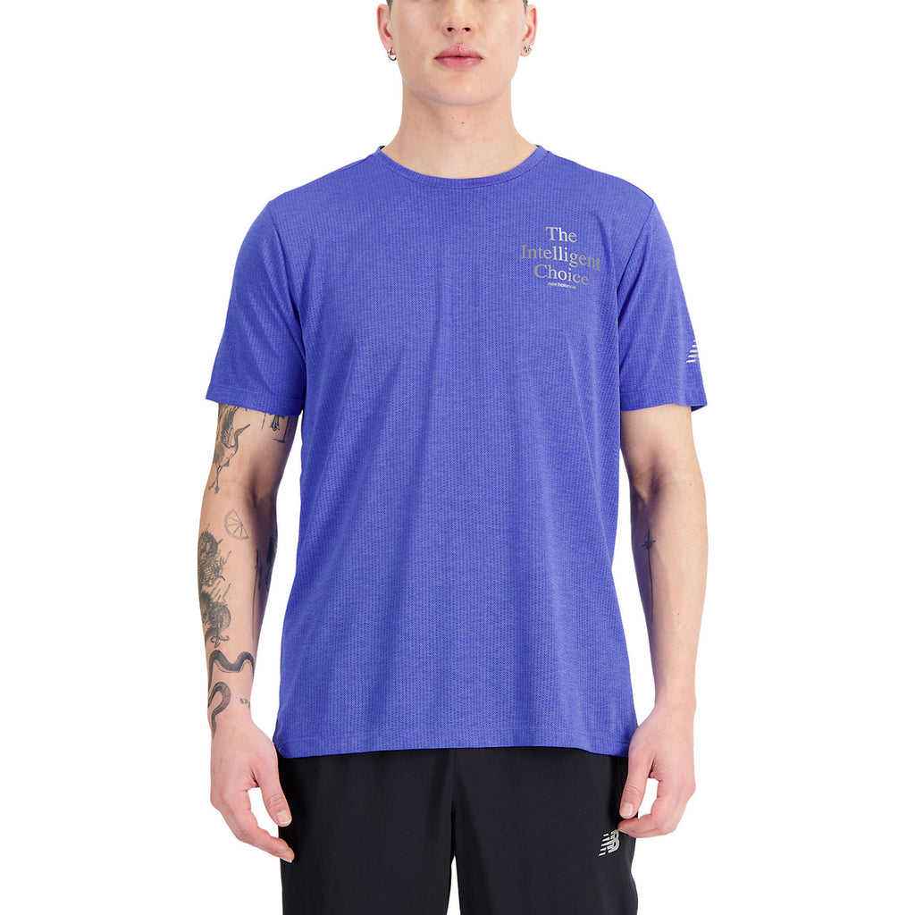 New Balance Graphic Impact Maglietta Marine Blue Heather
