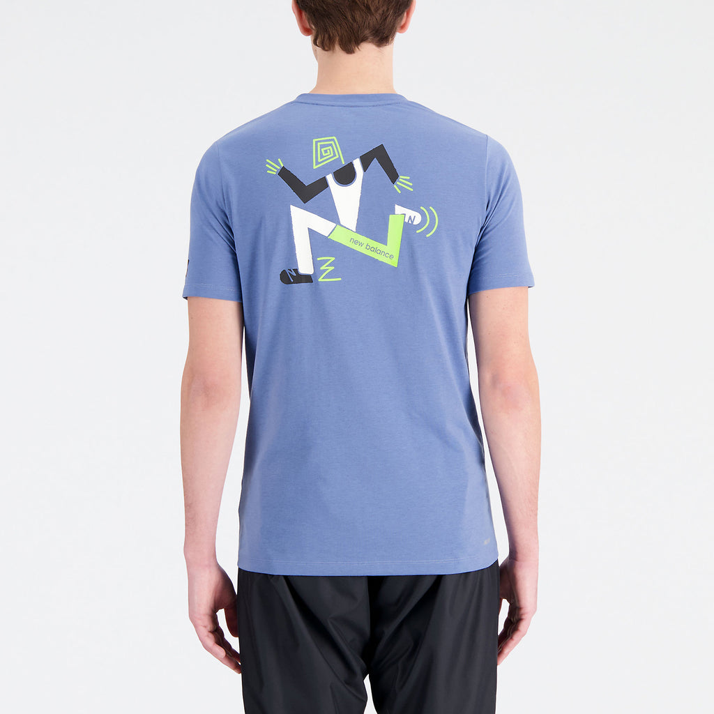 New Balance Tenacity Heathertech Graphic Maglietta Mercury Blue